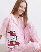 LC WAIKIKI Памучна пижама с графика Червен/Пастелнорозов/Бледо розово