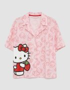 LC WAIKIKI Памучна пижама с графика Червен/Пастелнорозов/Бледо розово