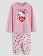 LC WAIKIKI Памучна пижама с шарка на Hello Kitty Светлорозов