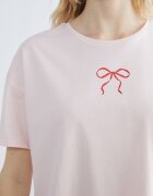 LC WAIKIKI Памучна пижама с шарка на панделки Червен/Пастелнорозов
