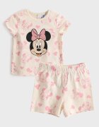 LC WAIKIKI Памучна тениска Minnie Mouse и шорти Розово/Светло бежово