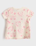 LC WAIKIKI Памучна тениска Minnie Mouse и шорти Розово/Светло бежово