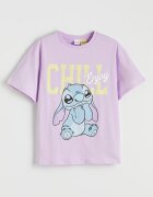 LC WAIKIKI Памучна тениска с принт Stitch Сламеножълт/Лилав/Светлосин