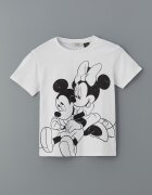 LC WAIKIKI Памучна тениска с шарка на Mickey и Minnie Mouse Бял/Черен