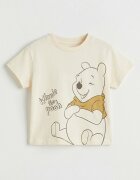 LC WAIKIKI Памучна тениска с Winnie The Pooh и шорти - 2 части Бежов/Синапено жълто
