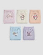 LC WAIKIKI Памучни бикини с принт на Hello Kitty - 5 чифта Пастелносин/Пастелнорозов/Лилав