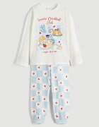 LC WAIKIKI Пижама с дълги ръкави и графика Бял/Пастелносин