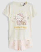LC WAIKIKI Пижама с къси ръкави и шарка на Hello Kitt Бледожълт/Бледо розово