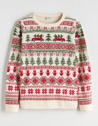 LC WAIKIKI Пуловер с десен Christmas Червен/Зелен/Крем