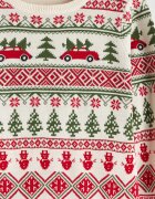 LC WAIKIKI Пуловер с десен Christmas Червен/Зелен/Крем