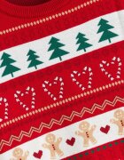 LC WAIKIKI Пуловер с овално деколте и десен Christmas Червен/Бял