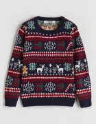 LC WAIKIKI Пуловер с овално деколте и десен Christmas Червен/Бял/Тъмносин