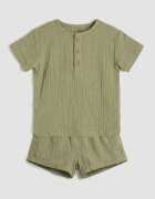 LC WAIKIKI Релефна тениска и къс панталон - 2 части Sage Green