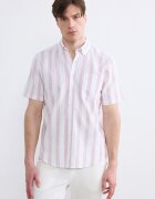 LC WAIKIKI Риза с къси ръкави и яка Oxford Бял/Корал