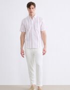 LC WAIKIKI Риза с къси ръкави и яка Oxford Бял/Корал