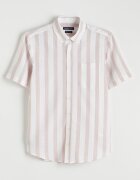 LC WAIKIKI Риза с къси ръкави и яка Oxford Бял/Корал