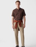 LC WAIKIKI Риза с лен и овална яка Коняк кафяв