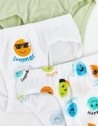 LC WAIKIKI Слипове с принт Smiley Face - 3 чифта Бял/Светлозелена маслина