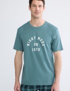 LC WAIKIKI Стандартна пижама Бял/Ултрамарин синьо/Петролно синьо