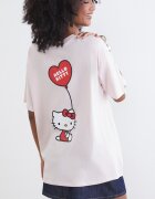 LC WAIKIKI Свободна тениска с шарка Hello Kitty Червен/Бледо розово