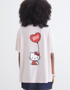 LC WAIKIKI Свободна тениска с шарка Hello Kitty Червен/Бледо розово