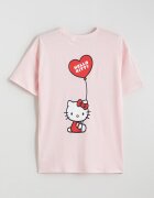 LC WAIKIKI Свободна тениска с шарка Hello Kitty Червен/Бледо розово