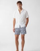 LC WAIKIKI Свободни плувни шорти с принт Бял/Тъмносин