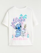 LC WAIKIKI Тениска и къс клин с принт на Stitch Слонова кост/Лилав/Син