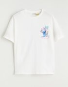 LC WAIKIKI Тениска и къс клин с принт на Stitch Слонова кост/Лилав/Син