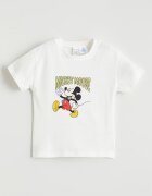 LC WAIKIKI Тениска и къс панталон с принт на Mickey Mouse - 2 части Бял/Черен/Шам фъстък зелено