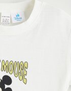 LC WAIKIKI Тениска и къс панталон с принт на Mickey Mouse - 2 части Бял/Черен/Шам фъстък зелено