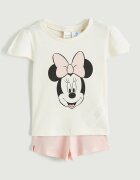 LC WAIKIKI Тениска и шорти с шарка на Minnie Mouse - 2 части Пастелнорозов/Крем