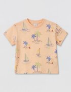 LC WAIKIKI Тениска и шорти с тропическа шарка Бледооранжев/Индигово синьо/Шам фъстък зелено