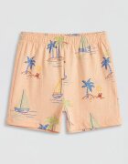 LC WAIKIKI Тениска и шорти с тропическа шарка Бледооранжев/Индигово синьо/Шам фъстък зелено