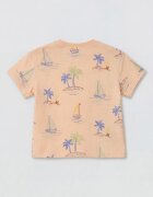 LC WAIKIKI Тениска и шорти с тропическа шарка Бледооранжев/Индигово синьо/Шам фъстък зелено