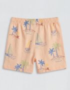 LC WAIKIKI Тениска и шорти с тропическа шарка Бледооранжев/Индигово синьо/Шам фъстък зелено