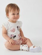 LC WAIKIKI Тениска с принт на Minnie Mouse и флорален къс панталон - 2 части Бял/Розово