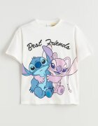 LC WAIKIKI Тениска с принт на Stitch Слонова кост/Лилав/Розово/Син