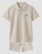 LC WAIKIKI Тениска с яка и шорти - 2 части Сиво-бежов