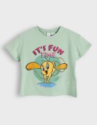 LC WAIKIKI Тениска Tweety и шорти Бледозелен