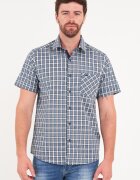 Lee Cooper Карирана риза с къси ръкави Бял/Тъмносин