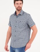Lee Cooper Карирана риза с къси ръкави Бял/Тъмносин