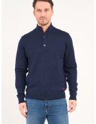 Lee Cooper Пуловер с памук и вълна с копчета - Тъмносин