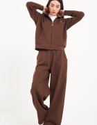 Lee Cooper Спортен панталон с широк крачол и връзка Тъмнокафяв