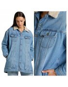 Lee Дамско яке - Elongated Sherpa Rider - Regular Fit - Класически дизайн - Дълги ръкави - 2 джоба - С копчета - Памук - XS INTL - Синьо