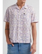 Lee Риза Resort Relaxed Fit - памук - бяло-виолетов геометричен флорален модел - сива - къс ръкав