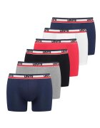 Levi's Боксерки с лого на талията - 6 чифта - Червен/Сив/Син