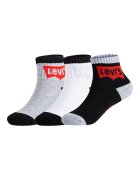 Levi's Къси чорапи с лого - 3 чифта Бял/Черен/Сив меланж