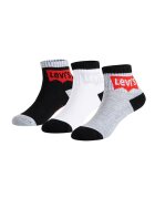 Levi's Къси чорапи с лого - 3 чифта Бял/Черен/Сив меланж