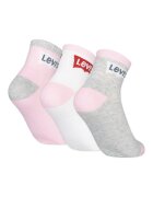 Levi's Къси чорапи с лого - 3 чифта Бял/Сив меланж/Розово